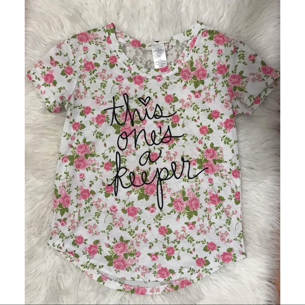 Modern Lux White Floral Short Sleeve Top